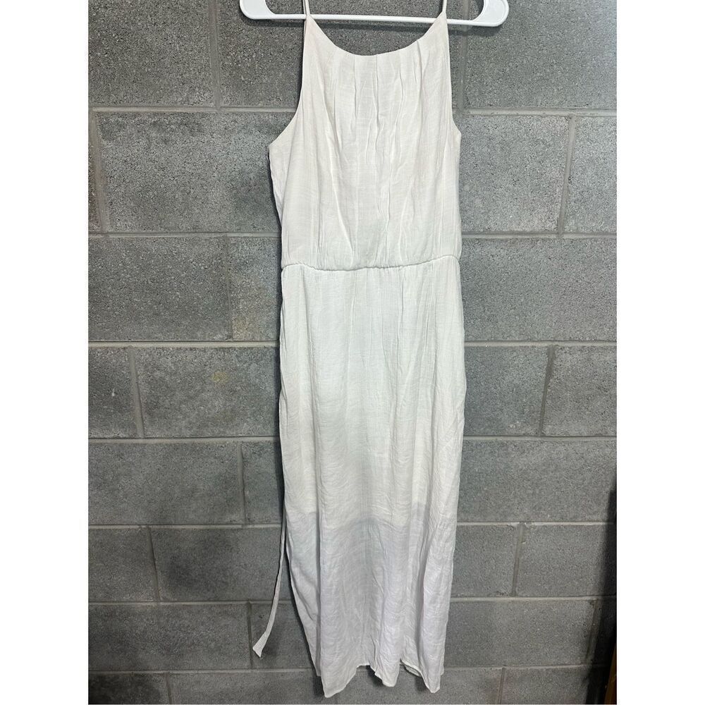 Tacera Womens Dress Large Sleeveless Light Beige Chiffon